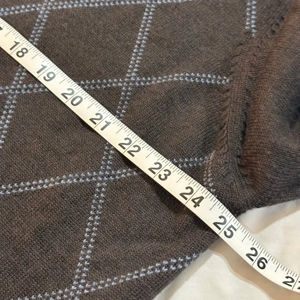 Brooks Brothers Merino Wool Quarter Zip Sweater Brown Argyle Diamond Mens XL